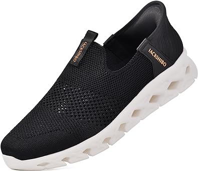JACKSHIBO Mens Hands Free Slip ins Shoes | Cloud Shoes | Athletic Slip On Casual Walking Shoes | Non Slip Lightweight Running Sneakers with Arch Support