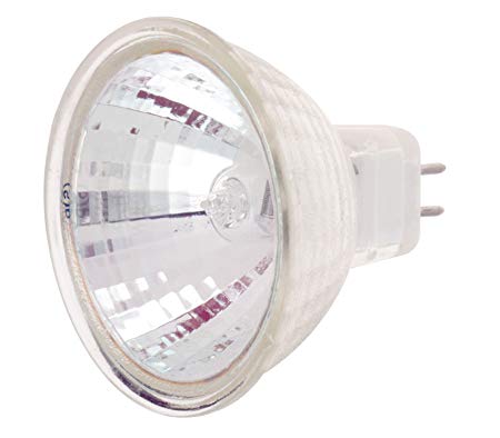 Satco S1992 20 Watt MR16 Halogen GX5.3 Base 24 Volt Clear FL 36 Beam Pattern No Harmful Ultraviolet Rays Light Bulb, With Lens