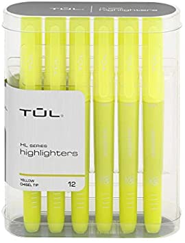 TUL Highlighters, Chisel Point, Fluorescent Yellow Barrel, Fluorescent Yellow Ink, Pack of 12 Highlighters