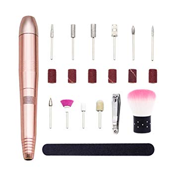 Portable Electric Nail Drill,LKE Acrylic Nail Tools Professional Electrical Nail File Kit With Nail Clipper and Brushes, Gel icure Pedicure Polishing