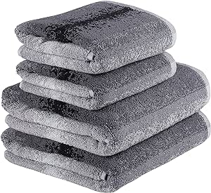 La Maison 100% Cotton 600GSM Superior Ombre Gradient Towel Bale Set Hand Towel Bath Towel 4 Piece Set Super Soft Everyday Use (Black Grey)