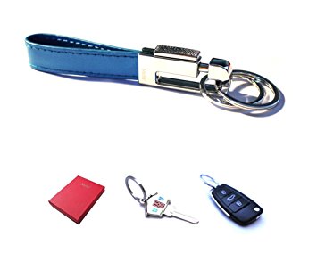 Mehr Elegant Genuine Leather Valet Keychain - Smart, Useful Detachable Key Chain (Turquoise Blue)
