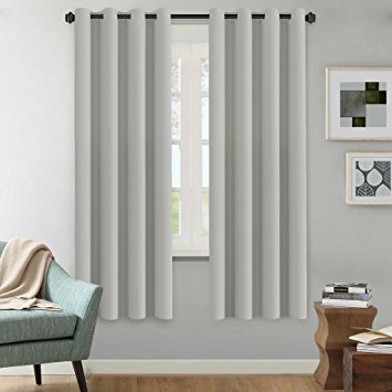 H.Versailtex White Curtains Blackout Thermal Insulated Room Darkening Curtain Panels - Window Treatments Grommet Drapes for Bedroom/Living Room - 52x72 Inch, Set of 2