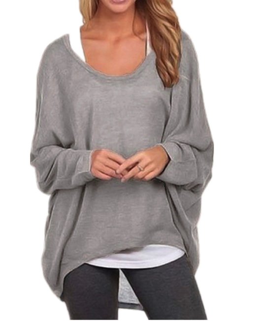 ZANZEA Women's Sexy Long Batwing Sleeve Loose Pullover Casual Top Blouse T-Shirt