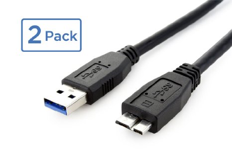 Propel 2 Pack (3.2 Feet/1M) USB 3.0 A Male to Micro B Charging/Data Sync Cables for Samsung Galaxy S5, Note 3, or any USB 3.0 Devices, 5Gbps Ultra High Speed, Color BLACK