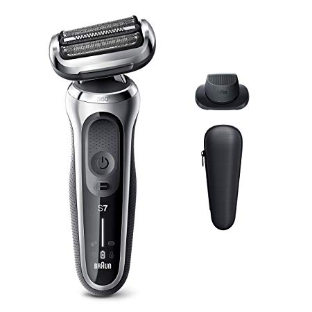 Braun Series 7 7020s Flex Electric Razor for Men with Precision Trimmer, Wet & Dry, Rechargeable, Cordless Foil Shaver, Silver