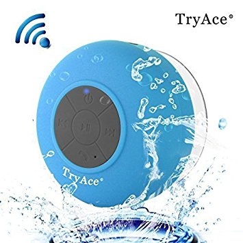 TryAce Bluetooth Waterproof Speaker with Built in mic & Dedicated Suction Cup (Blue)