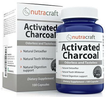 Activated Charcoal Capsules For Teeth Whitening, Gas, Hangovers & Detox - Double Strength With 900mg per Serve - 100% Tasteless, Odourless & Natural - 100 Pills - Made In USA