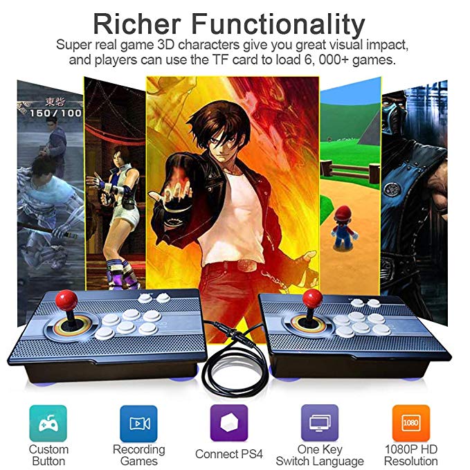 XFUNY Arcade Game Console 1080P 3D & 2D Games 2020 in 1 King of Fighters Pandora's Box 3D 2 Players Arcade Machine with Arcade Joystick Support Expand 6000  Games for PC / Laptop / TV / PS4
