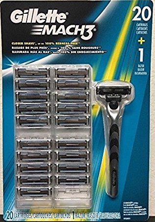 Gillette Mach3 Men's Razor Blade Refills, 20 Count (packaging may vary), Mens Razors / Blades