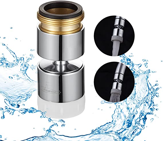SUBMARINE Universal Splash Filter Faucet Aerator Head,Faucet Sprayer Attachment for Kitchen Sink and Bathroom,Solid Brass - Big Angle Swivel 360° Rotatable Function Anti-slip Rubber Ring is Added