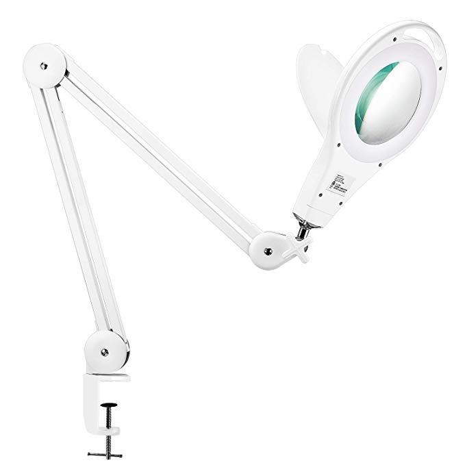 Amico LED Magnifying Lamp，Lighted Magnifier with Bright LED, Magnifying Light for Desk Table Craft or Workbench, Magnifying Glass with Light,3.5X Diopter, 1.75 Magnification