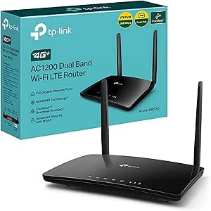 TP-Link Enrutador Archer MR550 4G  Cat6 300 Mbps, Wi-Fi AC1200 de doble banda, con SIM, microSIM, puerto Gigabit LAN/WAN, MU-MIMO, sin configuración, TP-Link Tecnología OneMesh