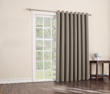 Sun Zero Easton Extra Wide Blackout Patio Curtain Panel, 100 x 84 Inch, Solid, Stone