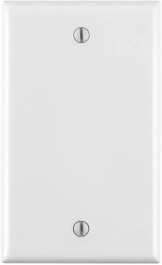 Leviton 80714-W 1-Gang No Device Blank Wallplate, Standard Size, Thermoplastic Nylon, Box Mount, White