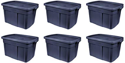 Rubbermaid Storage Tote-Pack of 6, 18 Gallon, Dark Indigo Metallic