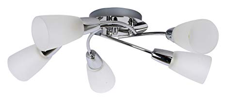 Modern Chrome ~ Low Profile ~ 5 Arm Galaxy ~ Ceiling Light Fitting ~ Takes 5 x SES Bulbs ~ LED Compatible