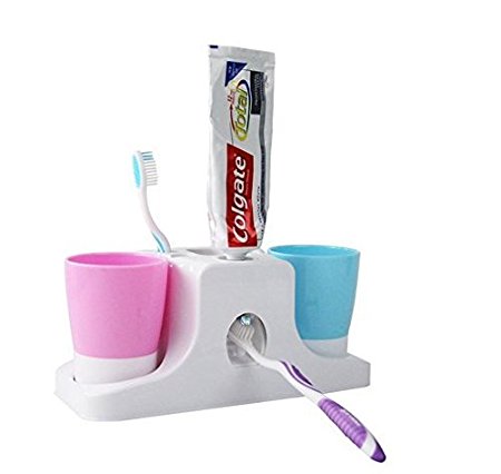 Automatic Toothpaste Dispenser Toothbrush Cup And Holder Wall & Stand Family Kids Gift Set By Ning store