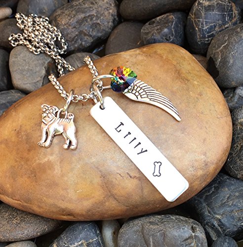 Pug Memorial Necklace | Pug Memorial Jewelry | Rainbow Bridge Jewelry | Pet Memorial Jewelry | Pet Sympathy Gift | Pet Keepsake