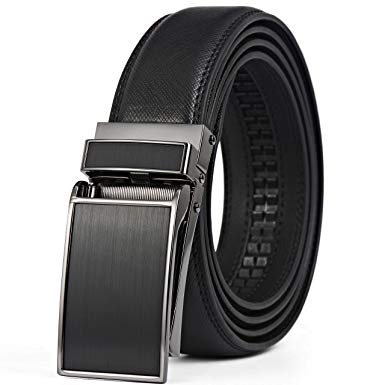 Lavemi men's Ratchet Comfort Click Slide Leather Dress Belt with Aumatic Buckle,Trim to Fit