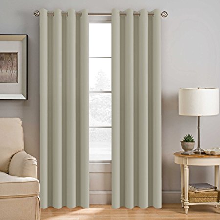 H.Versailtex Window Treatment Blackout Thermal Insulated Room Darkening Solid Grommet Curtains / Drapes for Bedroom (Set of 2 Panels, 52 by 84 Inch Long , Cream)