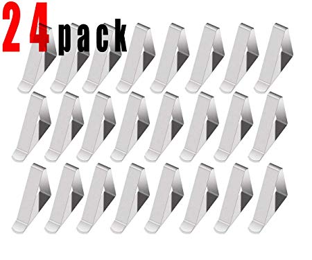 ALELE Tablecloth Clips- 24 Packs Tablecloth Clamps Flexible Stainless Steel Picnic Table Clothes Holders (24pack Tablecloth clips)
