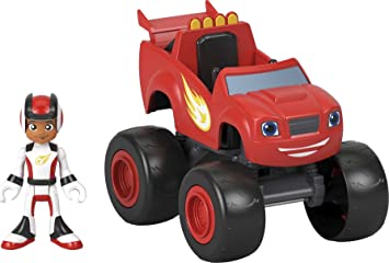 Fisher-Price Blaze and the Monster Machines Blaze & AJ, Large Push-Along Monster Truck with Poseable Figure for Preschool Kids Ages 3 and Up