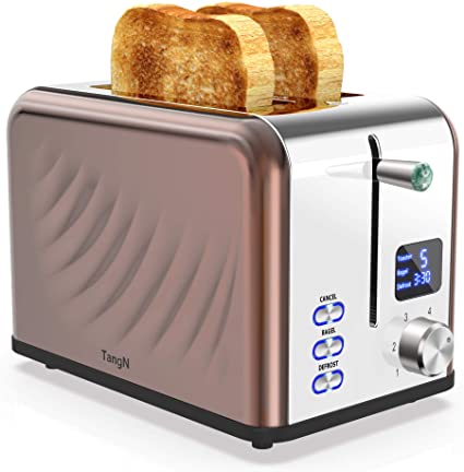 Toaster 2 Slice Best Rated Prime Two Slice Toasters Stainless Steel Toaster - 6 Bread Shade Settings with Big Timer/Bagel/Defrost/Cancel Function