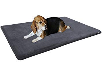 Dogbed4less Premium Cooling Memory Foam Pet Mat with Velour Fleece Topper for Medium to Extra Large Dogs - Washable with Anti-Slip Waterproof Bottom