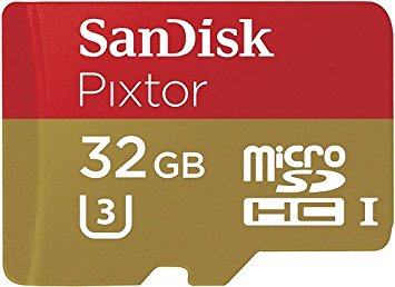 SanDisk - Pixtor Advanced 32GB microSDHC Class 10 UHS-3 Memory Card - Red/Gold