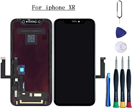 HBJH Premium Screen Replacement Compatible with iPhone XR Screen Replacement 6.1 inch (Model A1984, A2105, A2106, A2108) Touch Screen Display digitizer Repair kit Assembly with Complete Repair Tools