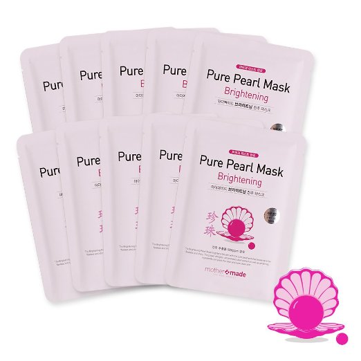 mothermade Brightening Pure Pearl Facial Mask 10 individually packaged bundle - 100 cotton Cupra sheet Brightens up the dullness dark circles and Firm the skin Pearl extract 5000 ppm