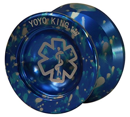 Yoyo King Blue Dr. Smalls 3/4 Sized Metal Yoyo with Narrow Responsive and Wide Nonresponsive C Bearing and Extra Yoyo String