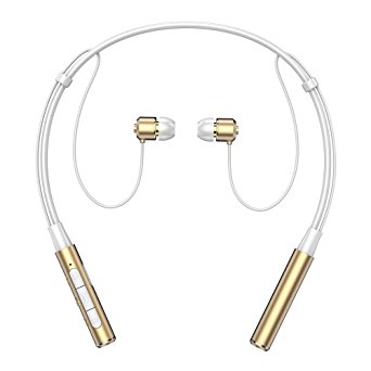 Bluetooth Headphones, Senbowe™ Magnet Wireless Neckband Bluetooth Headset V4.1 Stereo Noise Cancelling Sweatproof Sports Earbuds with Mic (Gold)
