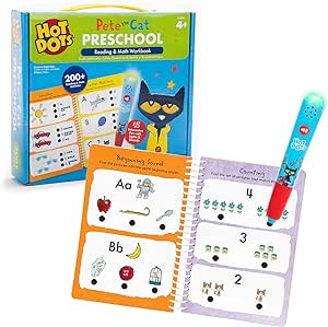 Educational Insights Hot Dots Pete The Cat Preschool Reading & Math - Preschool Learning Activities for Kids Ages 4