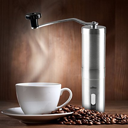 UYIKOO ® Manual Slim Coffee Grinder and Conical Ceramic Burr Spice Mill,Coffee Grinder, Precise Stainless Steel, Aeropress Compatible, Consistent Grind for Perfect Fresh Coffee