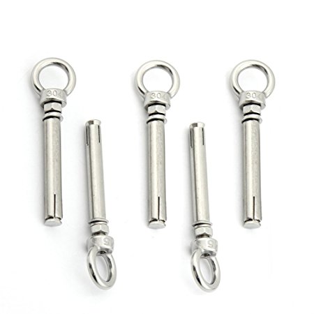 Yasorn 5-pack Stainless Steel Ring Lifting Expansion Eyebolt Bolt Screw With Ring M6x70mm