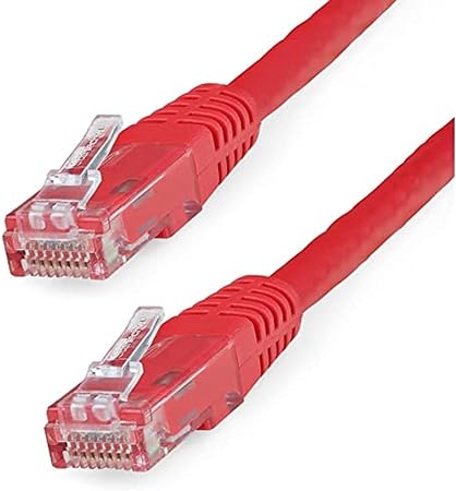 StarTech.com 25ft CAT6 Ethernet Cable - Red CAT 6 Gigabit Ethernet Wire -650MHz 100W PoE   RJ45 UTP Molded Category 6 Network/Patch Cord w/Strain Relief/Fluke Tested UL/TIA Certified (C6PATCH25RD)