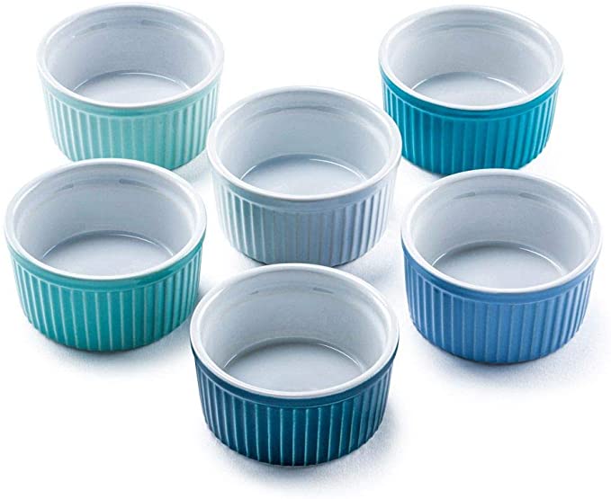 Bellemain Porcelain Ramekins, set of 6 (6 oz. multi-color blue)