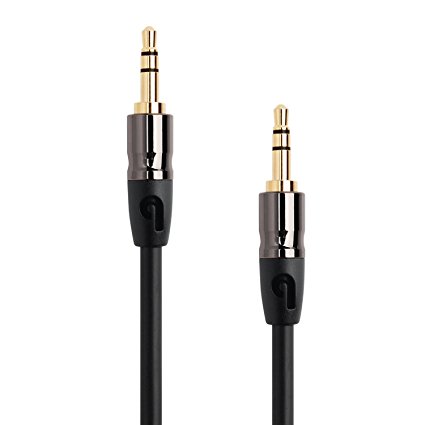 PlugLug - 3.5mm 4FT Premium Auxiliary Audio Cable (Black) - Male to Male for Headphones, iPods, iPhones, iPads, Home / Car Stereos and More