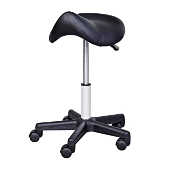 Tabouret de massage tabouret selle ergonomique pivotant 360° hauteur réglable revêtement synthétique noir