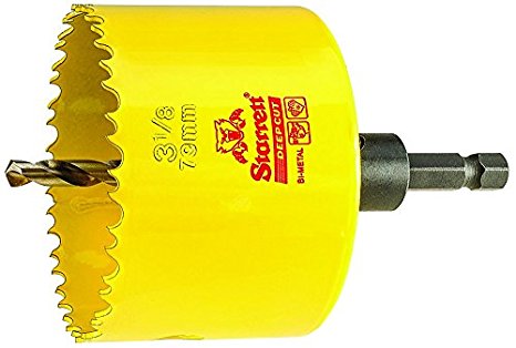 Starrett ADCH0318 Professional HSS Bi-Metal Dual Pitched Hole Saw with Arbor, 3-1/8", 79 mm Diameter