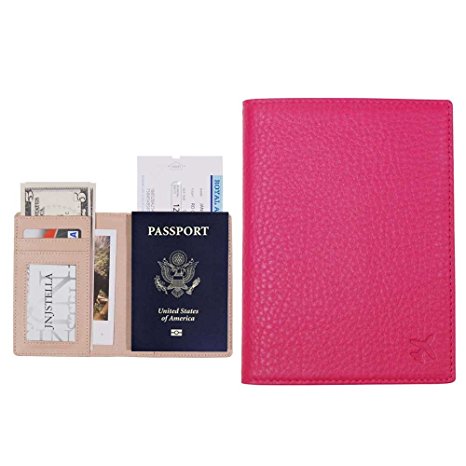Jnjstella Genuine Leather RFID Blocking Passport Compact Case No Skimming Wallet
