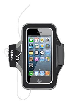 Belkin F8W299 Slim-Fit Plus Fitness Armband with Card Pocket and Cord Management for iPhone SE/5 and 5s - Black