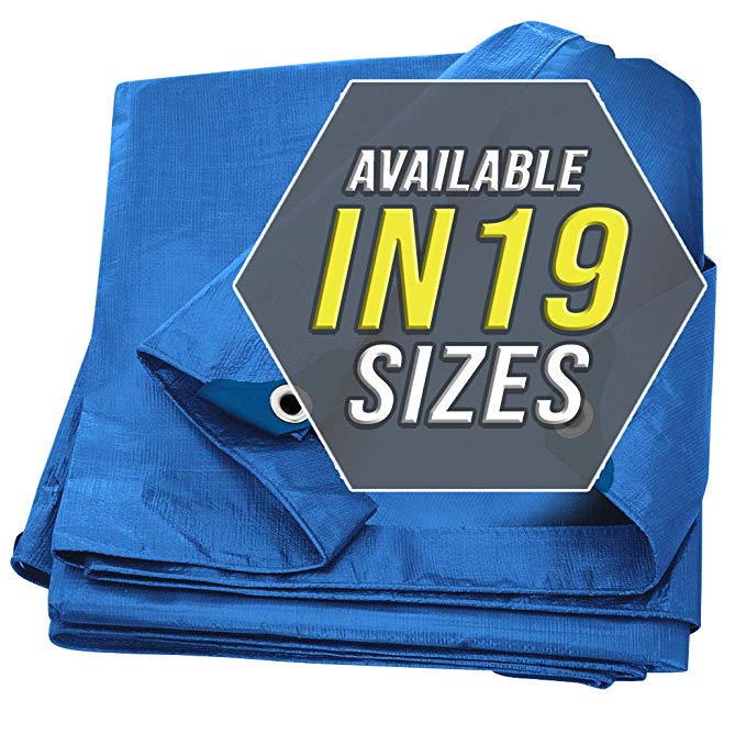 Tarp Cover Blue Waterproof 12x12 2-Pack Great for Tarpaulin Canopy Tent, Boat, RV Or Pool Cover!!! (Standard Poly Tarp 12'X12')