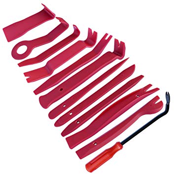 homEdge Auto Trim Removal Kits of 12 Pcs, Tool Kits for Car Radio Installation, Upholstery Removal Kit Pry Bar Scraper Set-Red