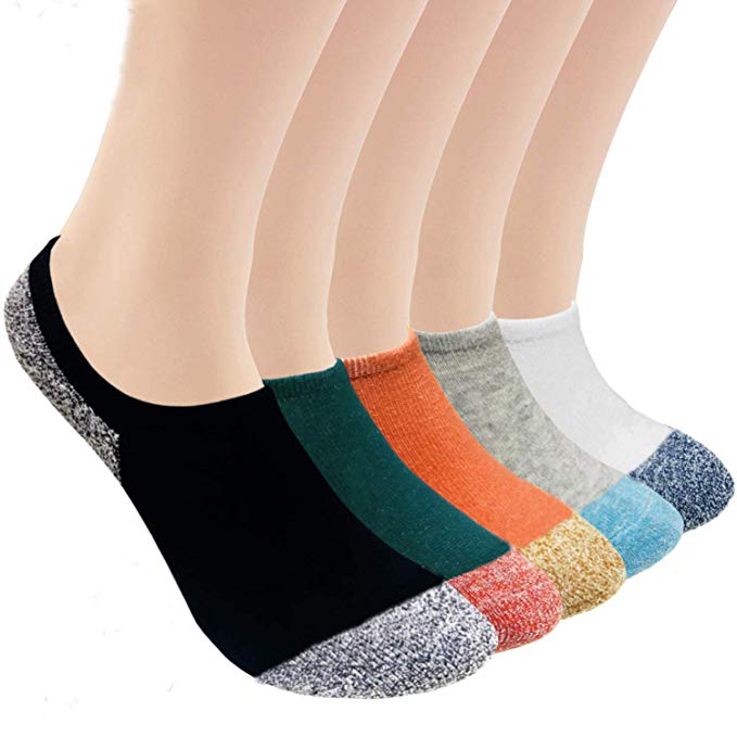 No Show Socks Women Athletic Cushion Cotton Socks- 5 Pack-Low Cut Liners Loafer Sneakers Sports Casual Socks