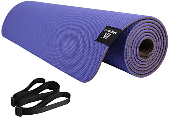 Matymats Non Slip Yoga Mats - 100% TPE High Density Yoga Mats with Carrying Strap 72” X 24”