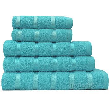 Egyptian Cotton Hand Towels For Bathroom 500 gsm Large 100% Luxury Satin Stripe Super Soft Combed, Aqua