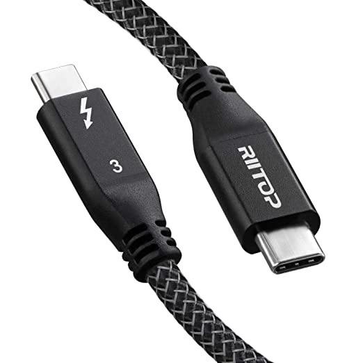 Thunderbolt 3 Cable 40Gbps (3FT), RIITOP 100W(20V 5A) TB3 USB-C 4.0 Charging&Data Braided Cord for DELL, Chromebook, eGpu, Thunderbolt 3 Dock